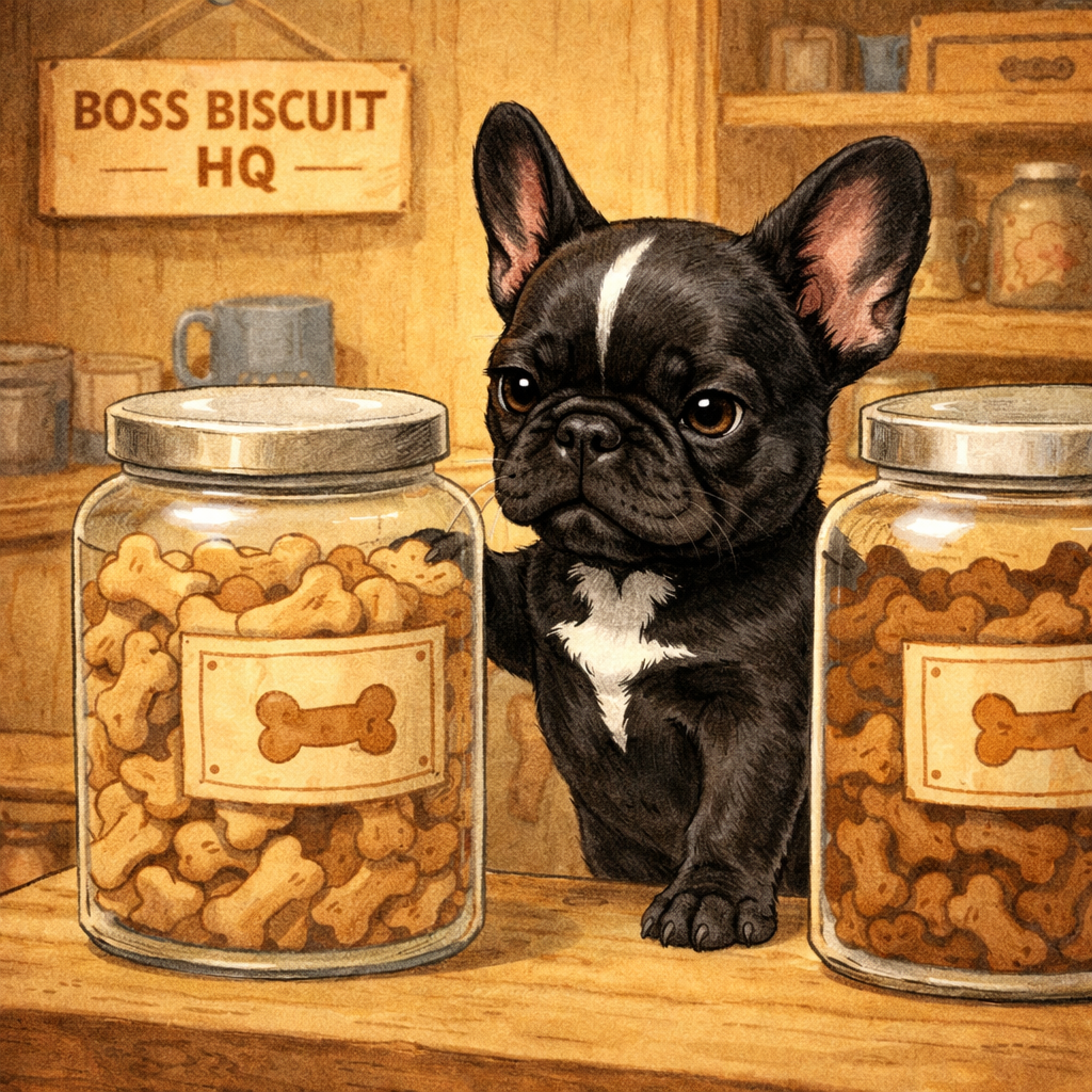 Flower standing proudly in Boss Biscuit HQ