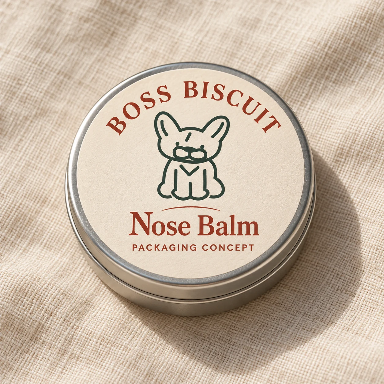 Boss Biscuit nose-balm tin packaging concept