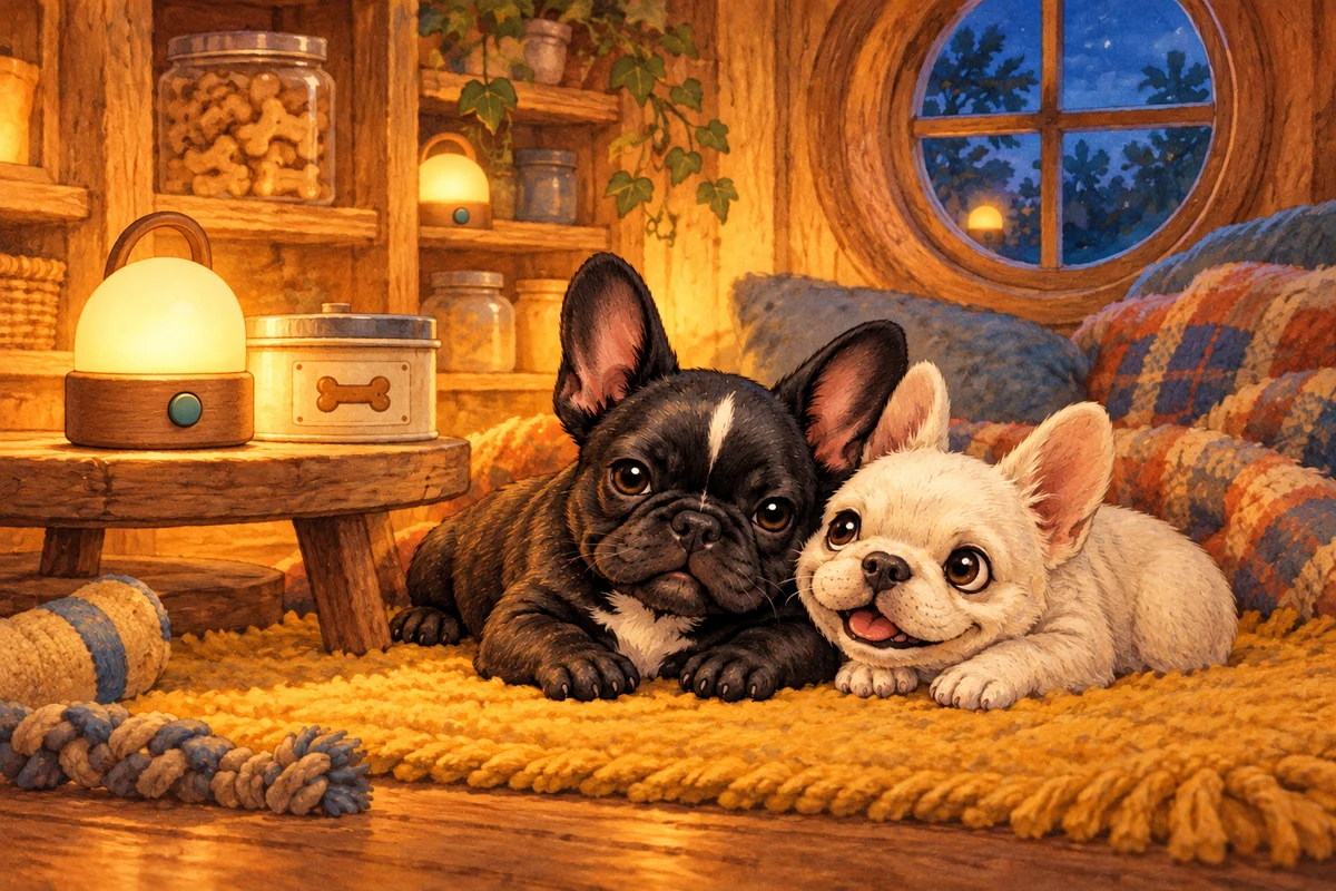 Flower and Marshmallow resting close together in the warm glow of HQ.
